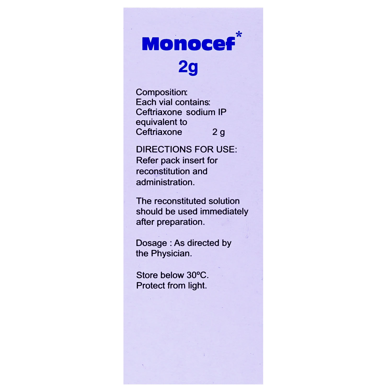 Monocef 2 gm Injection 1's, Pack of 1 INJECTION Monocef 2 gm Injection 1's, Pack of 1 INJECTION