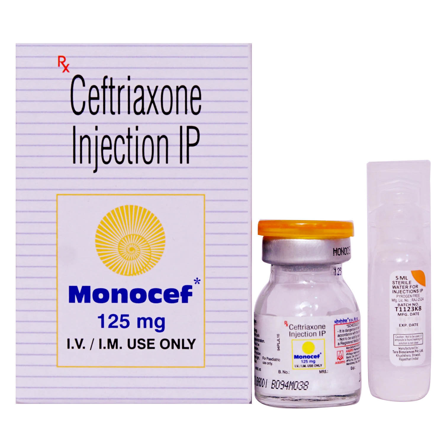 Monocef 125mg Injection 1's, Pack of 1 INJECTION Monocef 125mg Injection 1's, Pack of 1 INJECTION