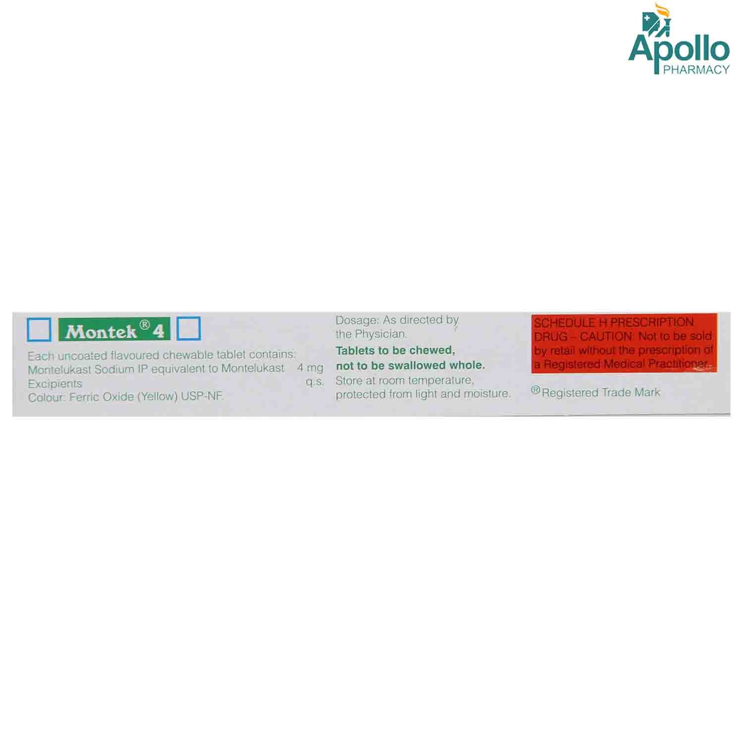 Montek 4 Tablet 10's, Pack of 10 TABLETS Montek 4 Tablet 10's, Pack of 10 TABLETS