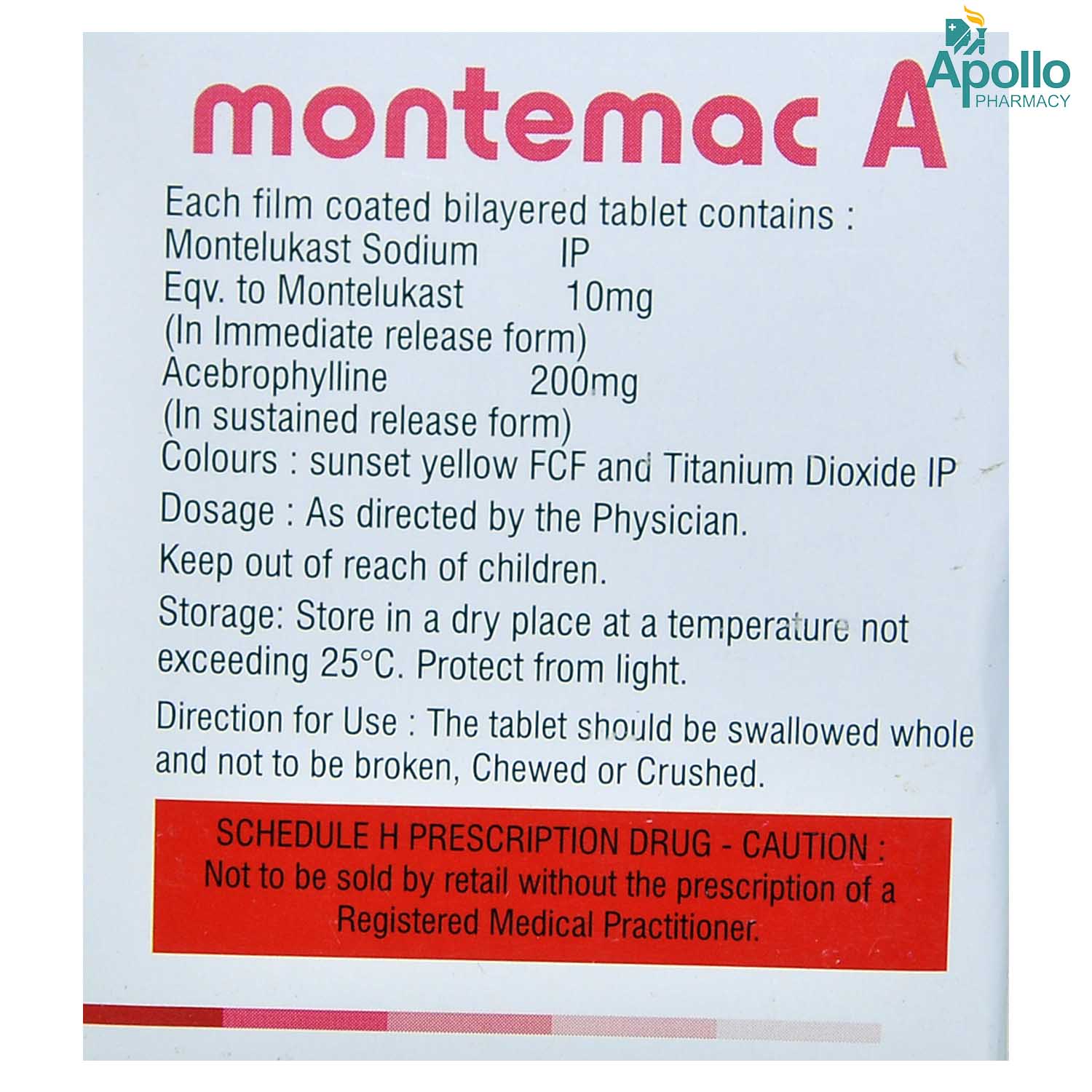 MONTEMAC A TABLET, Pack of 10 TABLETS MONTEMAC A TABLET, Pack of 10 TABLETS