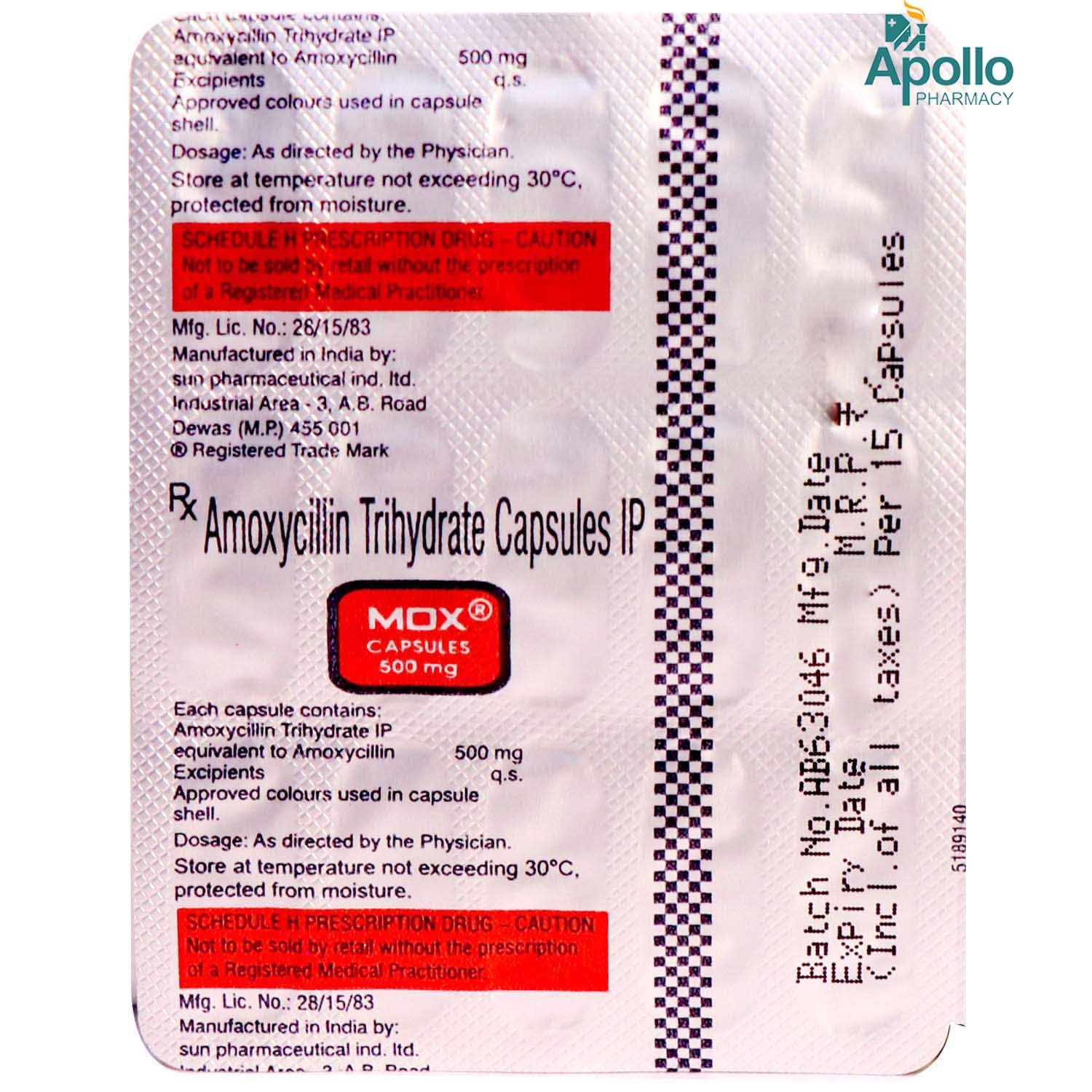 Mox 500 mg Capsule 15's, Pack of 15 CAPSULES Mox 500 mg Capsule 15's, Pack of 15 CAPSULES