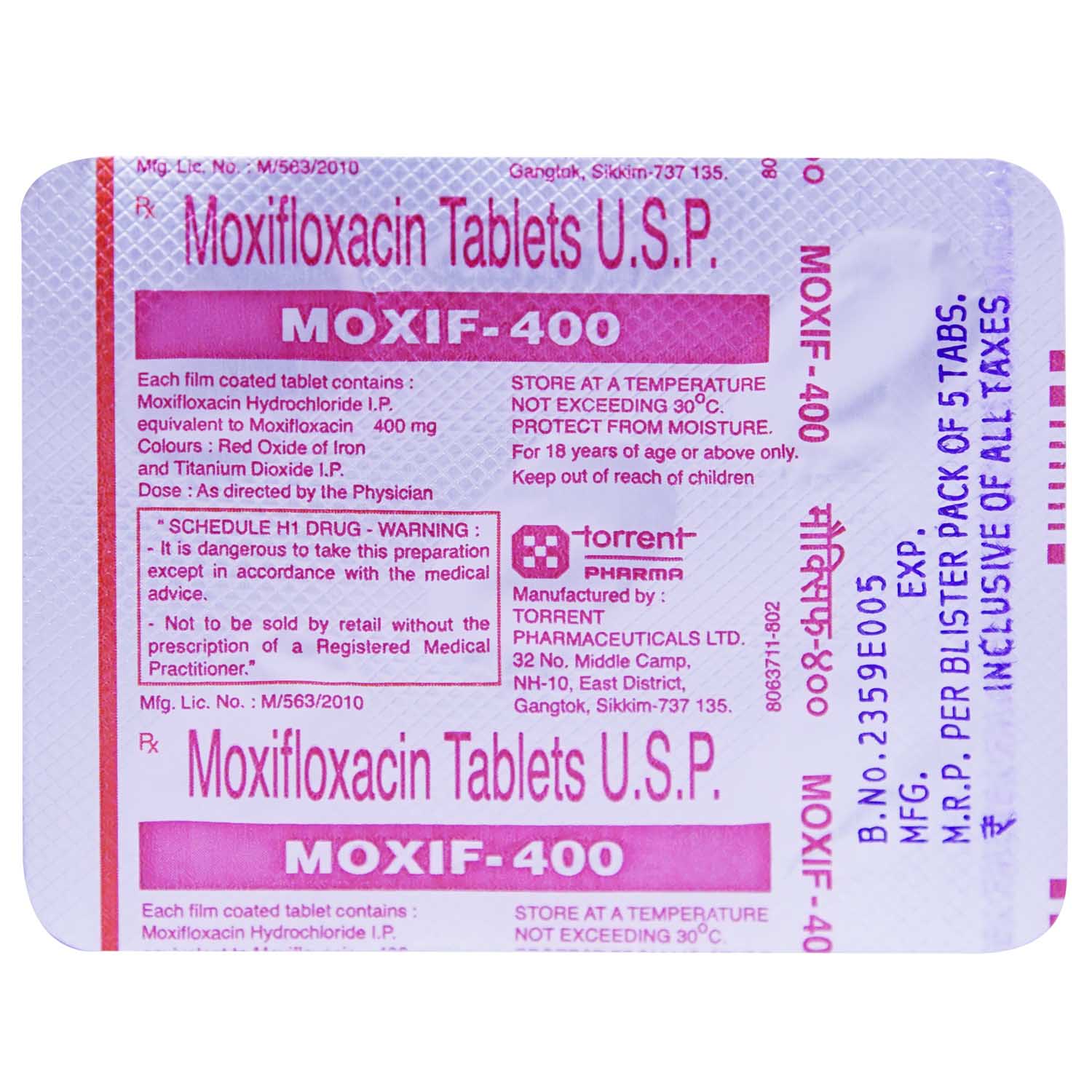 Moxif 400 Tablet 5's, Pack of 5 TABLETS Moxif 400 Tablet 5's, Pack of 5 TABLETS