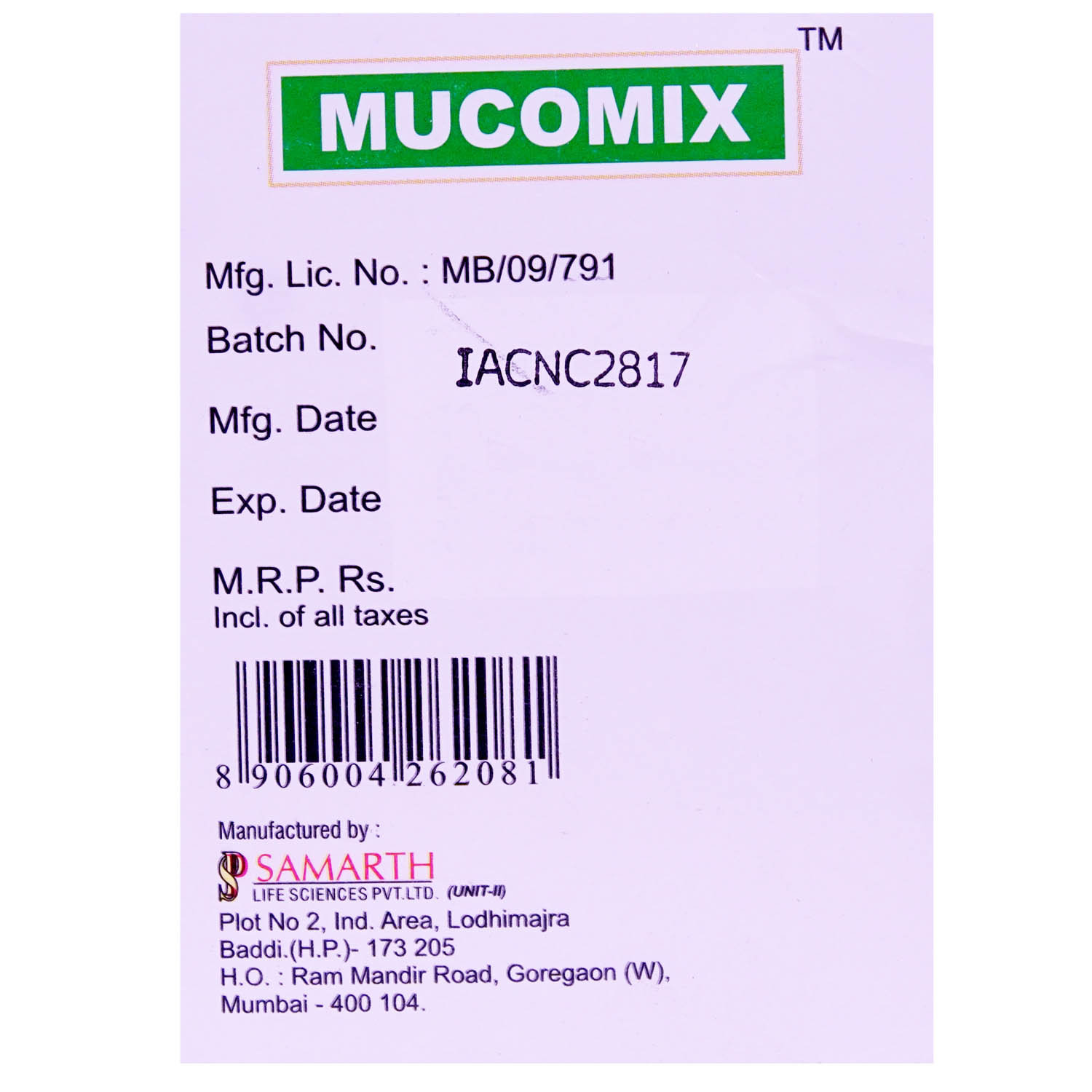 Mucomix Injection 2 ml, Pack of 1 INJECTION Mucomix Injection 2 ml, Pack of 1 INJECTION