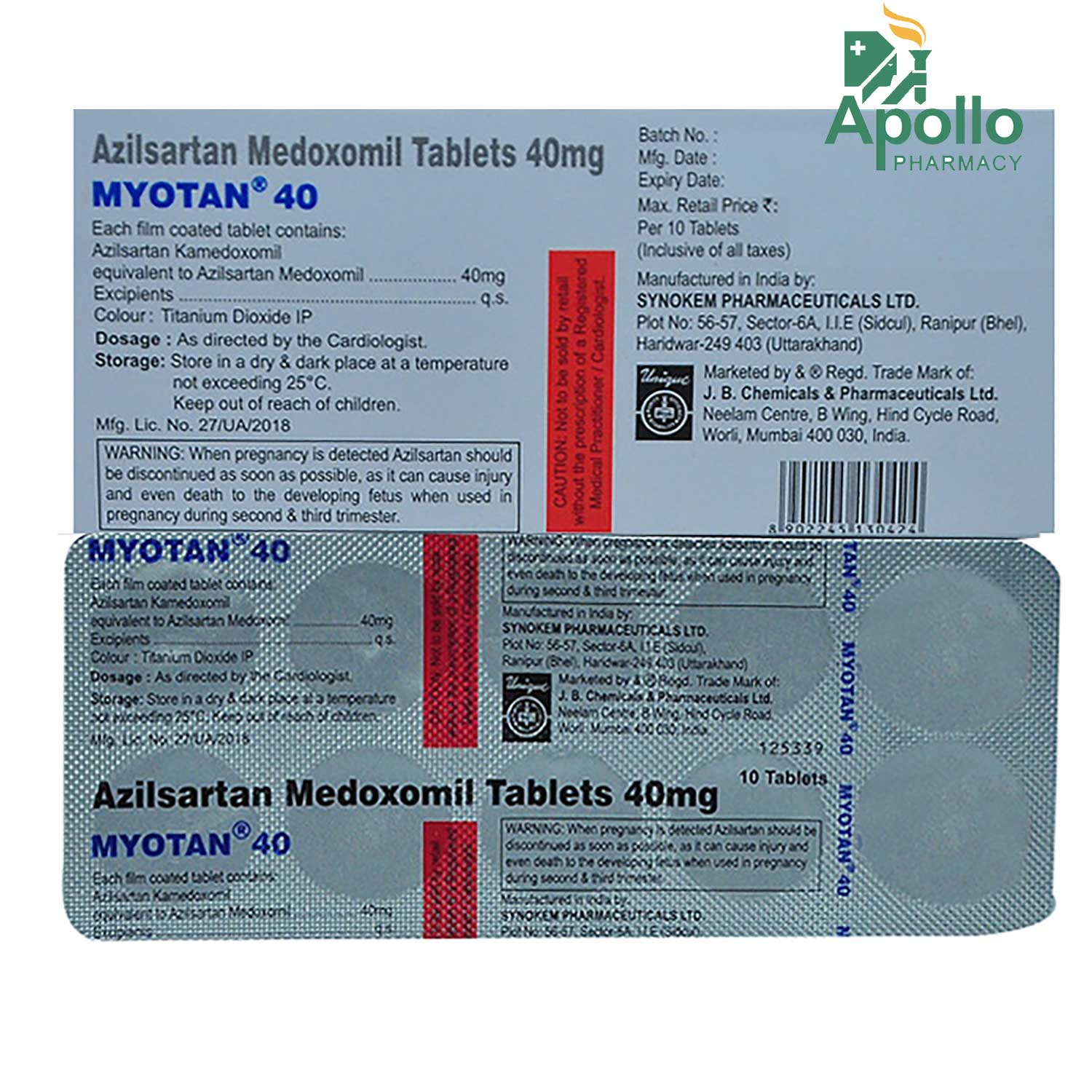 Myotan 40 Tablet 10's, Pack of 10 TABLETS Myotan 40 Tablet 10's, Pack of 10 TABLETS