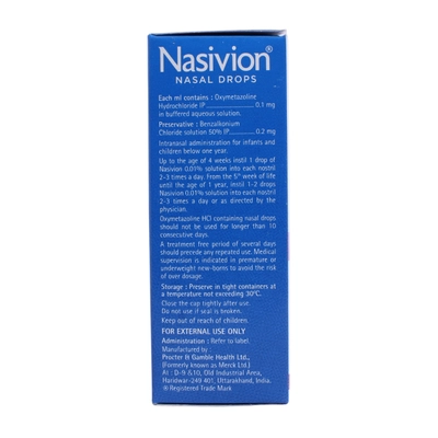 Nasivion Mini 0.01% Nasal Drops 10 ml, Pack of 1 Nasal Solution