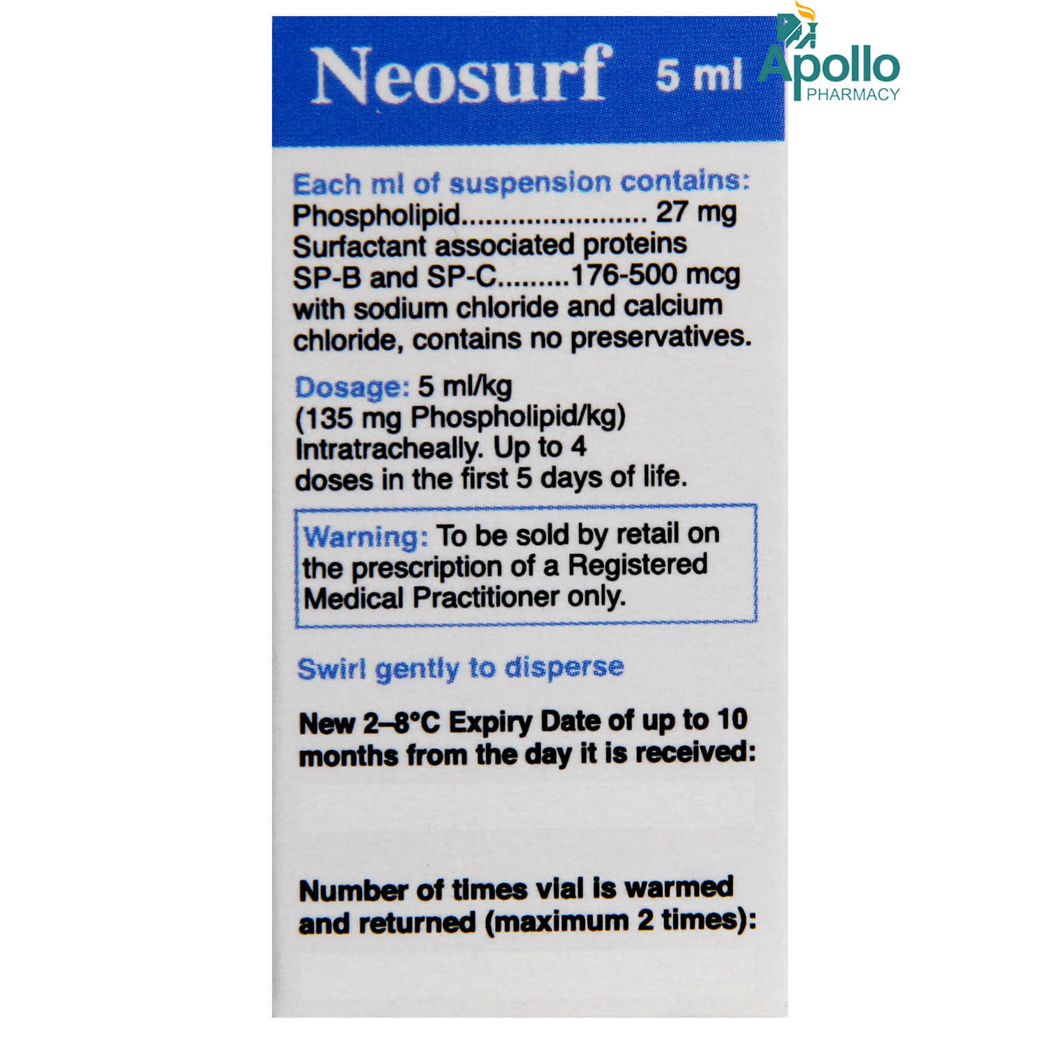NEOSURF INJECTION 5ML , Pack of 1 INJECTION NEOSURF INJECTION 5ML , Pack of 1 INJECTION