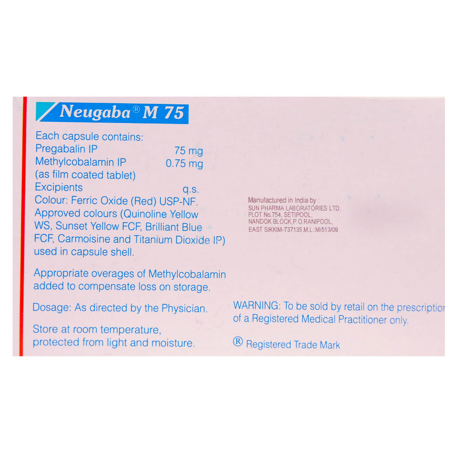 Neugaba M 75 mg Capsule 10's, Pack of 10 Neugaba M 75 mg Capsule 10's, Pack of 10