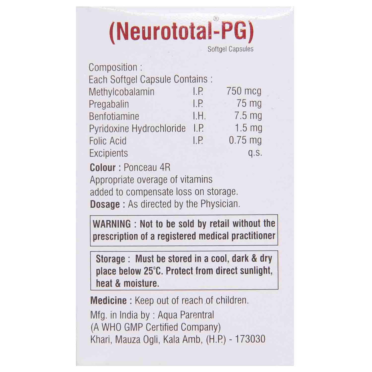 Neurototal PG Softgel Capsule 10's, Pack of 10 CapsuleS Neurototal PG Softgel Capsule 10's, Pack of 10 CapsuleS
