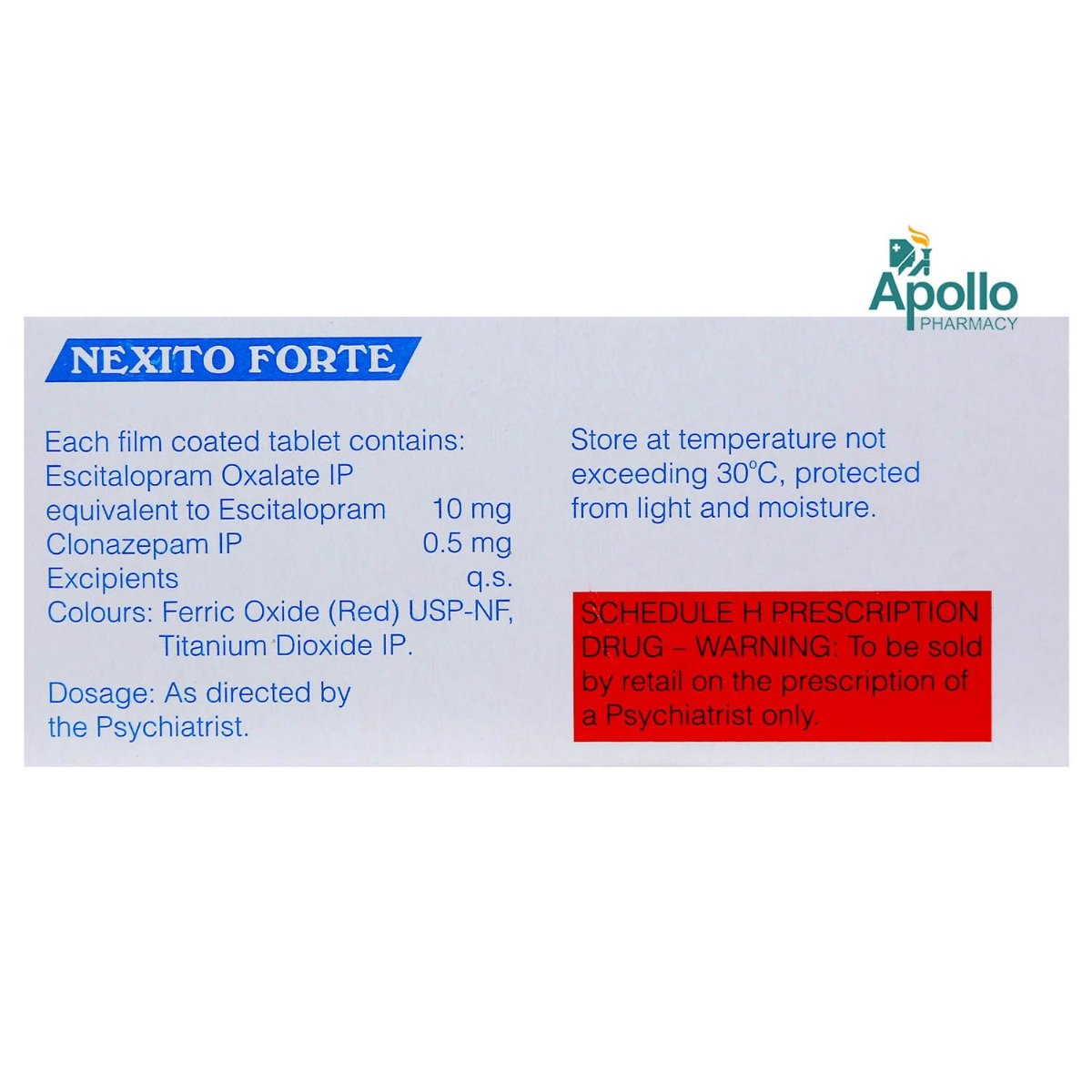 Nexito Forte Tablet 10's, Pack of 10 TABLETS Nexito Forte Tablet 10's, Pack of 10 TABLETS