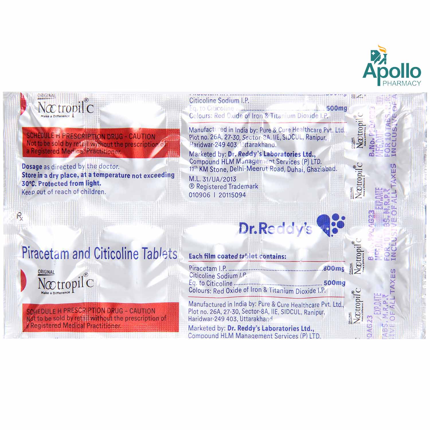 Nootropil C Tablet 10'S 10's, Pack of 10 TABLETS Nootropil C Tablet 10'S 10's, Pack of 10 TABLETS