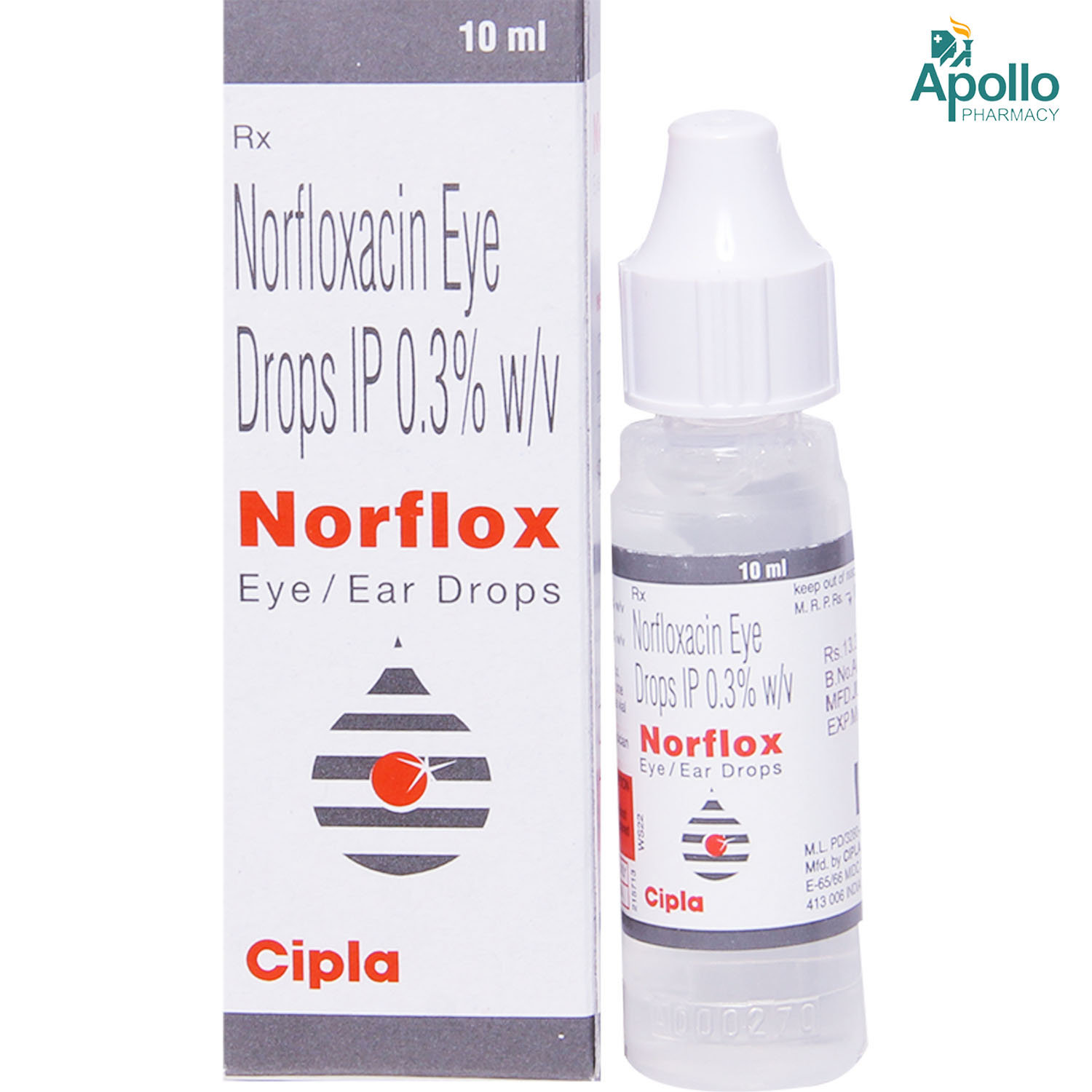 Norflox Eye/Ear Drops 10 ml, Pack of 1 Eye/Ear Drops Norflox Eye/Ear Drops 10 ml, Pack of 1 Eye/Ear Drops