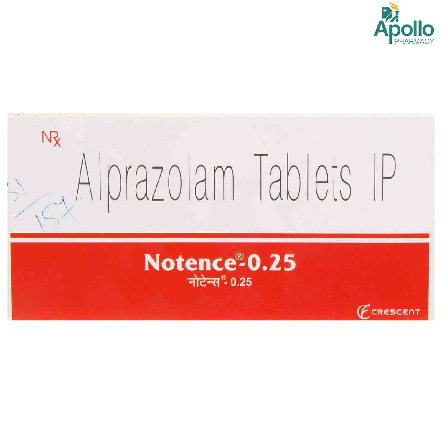 NOTENCE 0.25MG TABLET, Pack of 10 TABLETS NOTENCE 0.25MG TABLET, Pack of 10 TABLETS