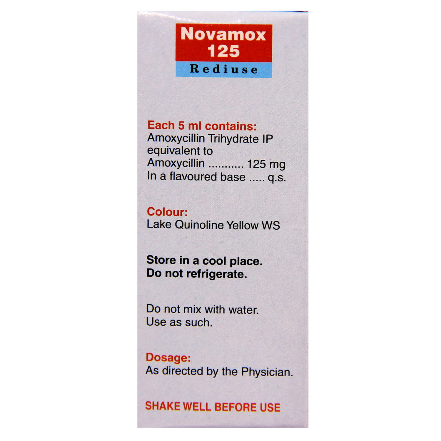 Novamox 125 Rediuse Oral Suspension 30 ml, Pack of 1 ORAL SUSPENSION Novamox 125 Rediuse Oral Suspension 30 ml, Pack of 1 ORAL SUSPENSION