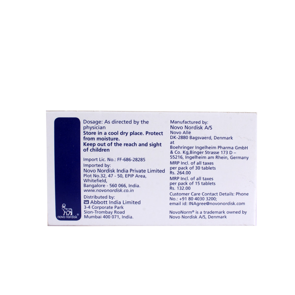 Novonorm 0.5 mg Tablet 15's, Pack of 15 TabletS Novonorm 0.5 mg Tablet 15's, Pack of 15 TabletS