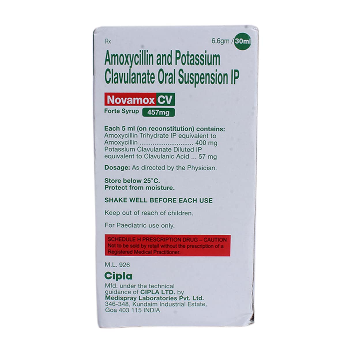 Novamox CV Forte Syrup 30 ml, Pack of 1 Liquid Novamox CV Forte Syrup 30 ml, Pack of 1 Liquid