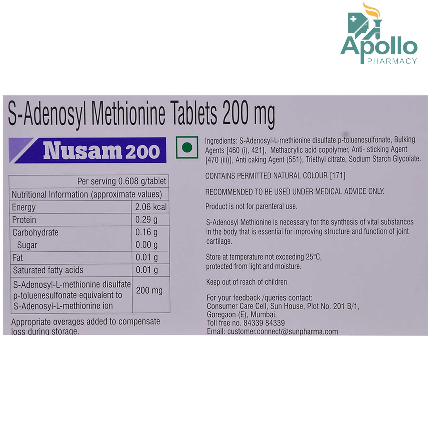 Nusam 200 Tablet 10's, Pack of 10 TABLETS Nusam 200 Tablet 10's, Pack of 10 TABLETS