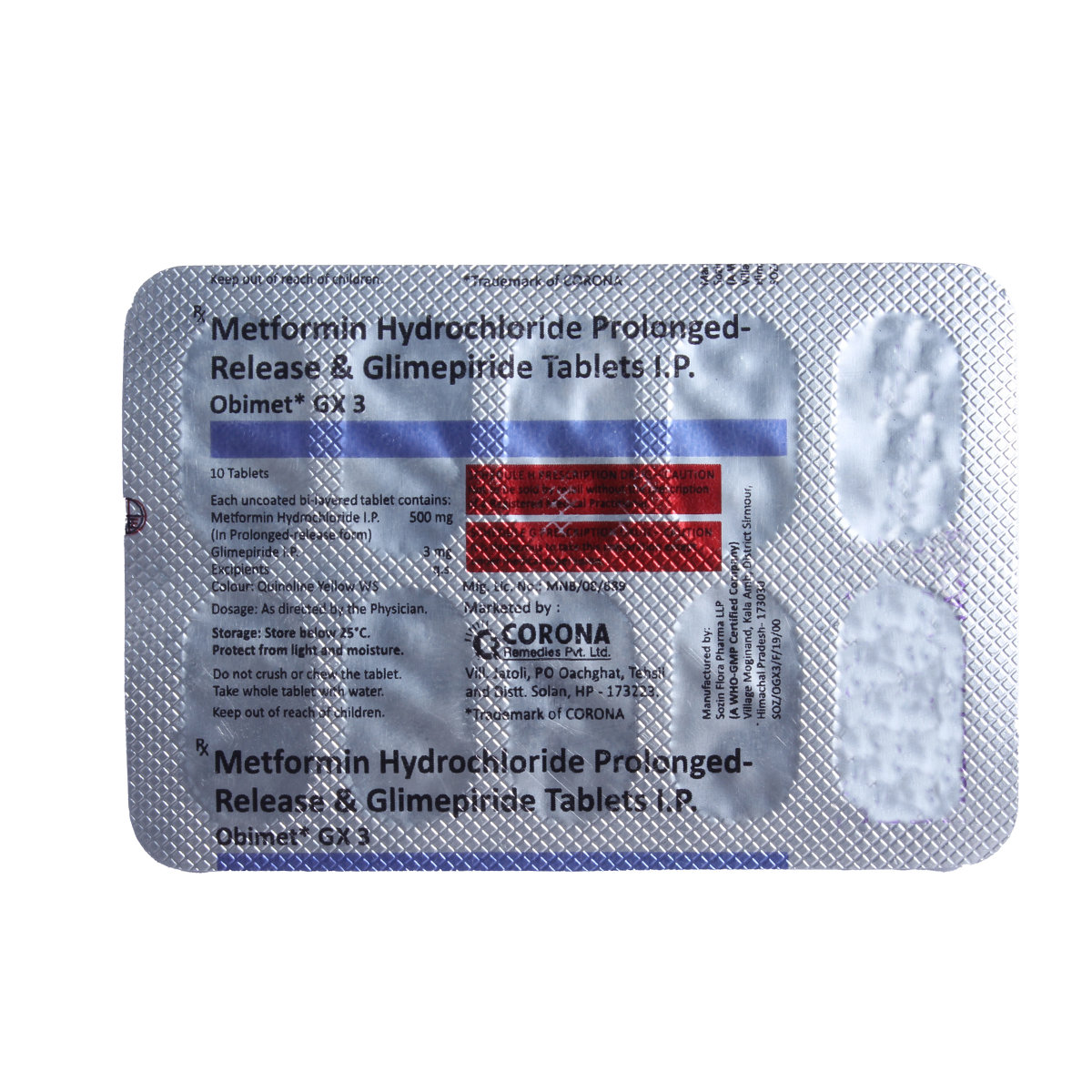 Obimet GX 3 Tablet 10's, Pack of 10 TabletS Obimet GX 3 Tablet 10's, Pack of 10 TabletS