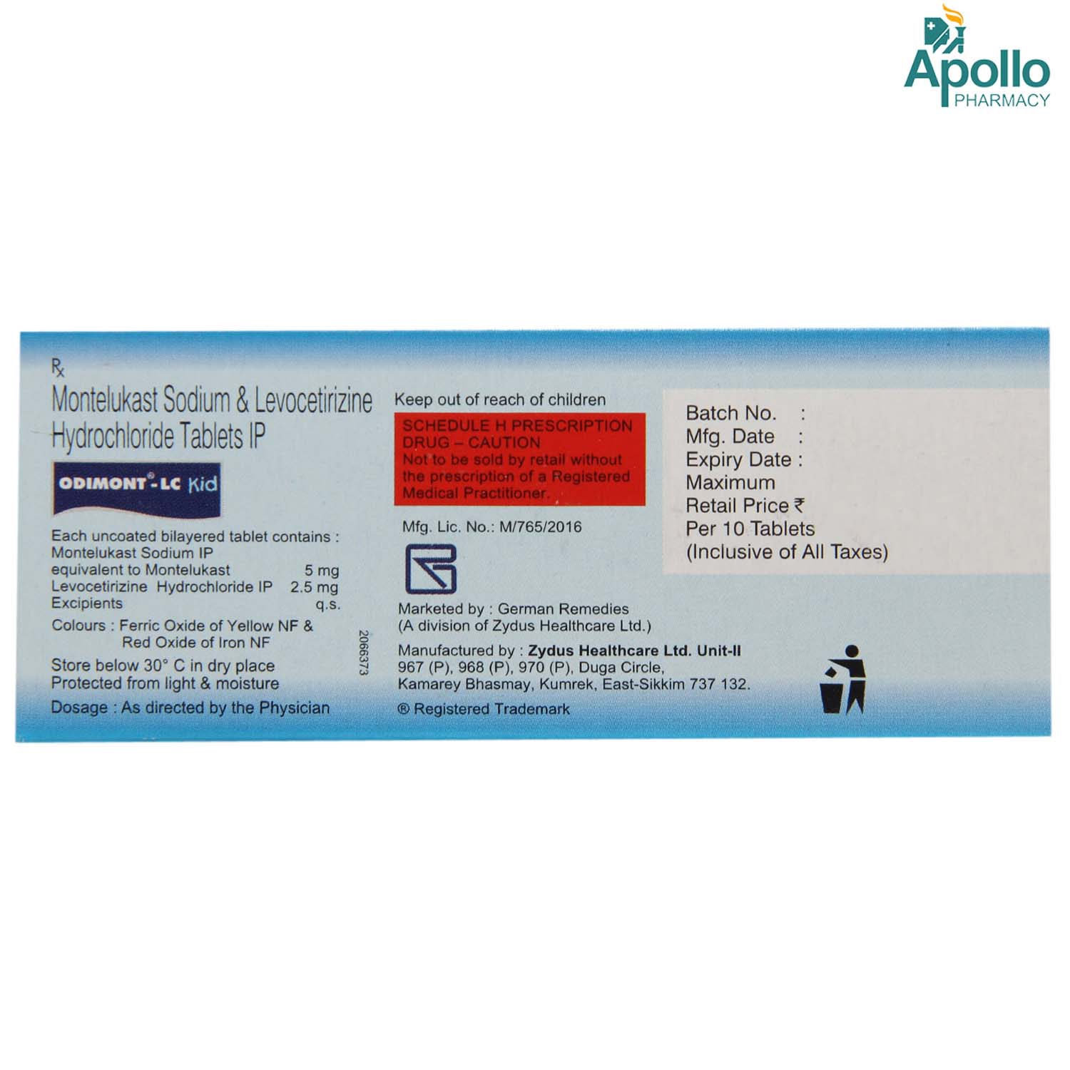 Odimont LC Kid Tablet 10's, Pack of 10 TABLETS Odimont LC Kid Tablet 10's, Pack of 10 TABLETS