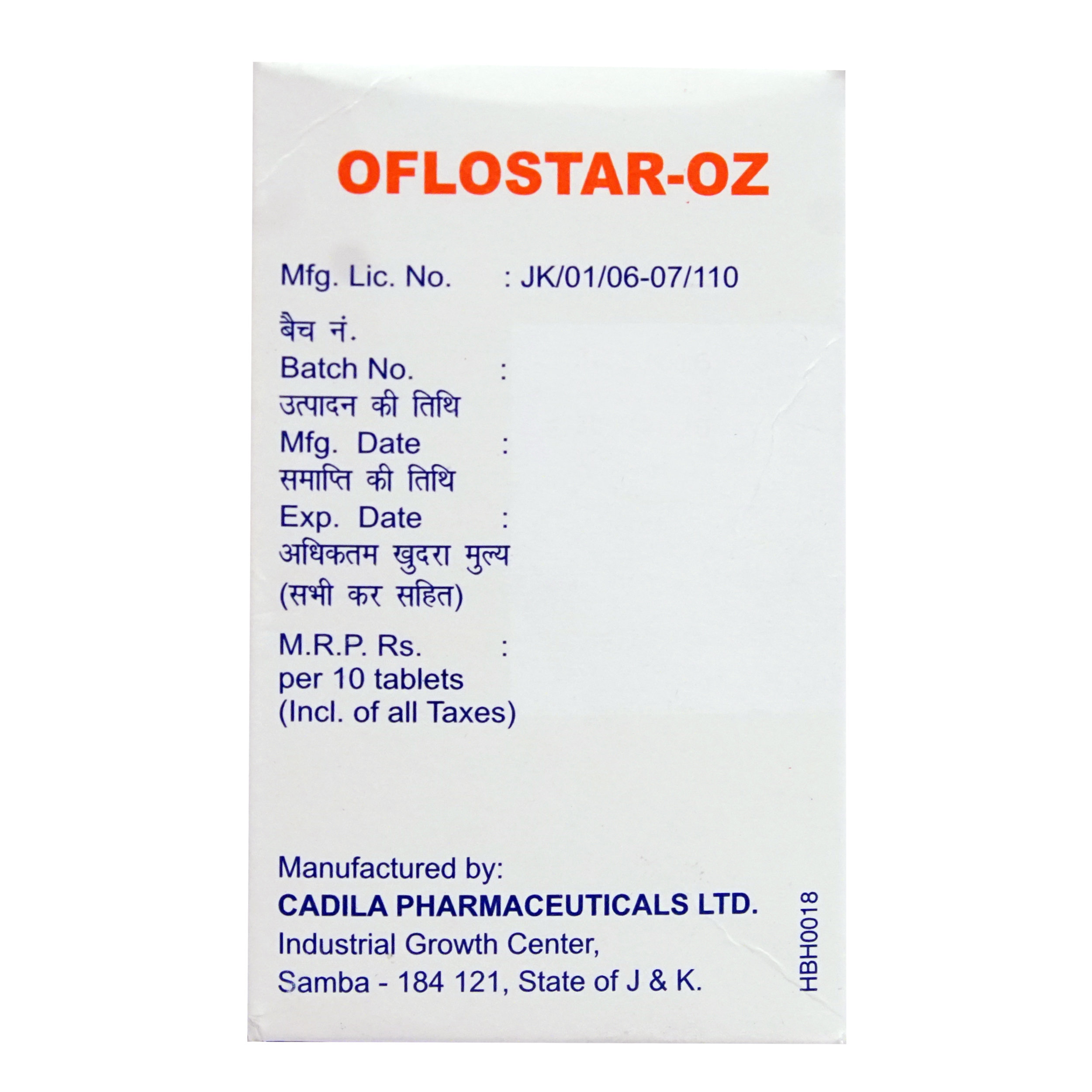 OFLOSTAR OZ TABLET, Pack of 10 TABLETS OFLOSTAR OZ TABLET, Pack of 10 TABLETS