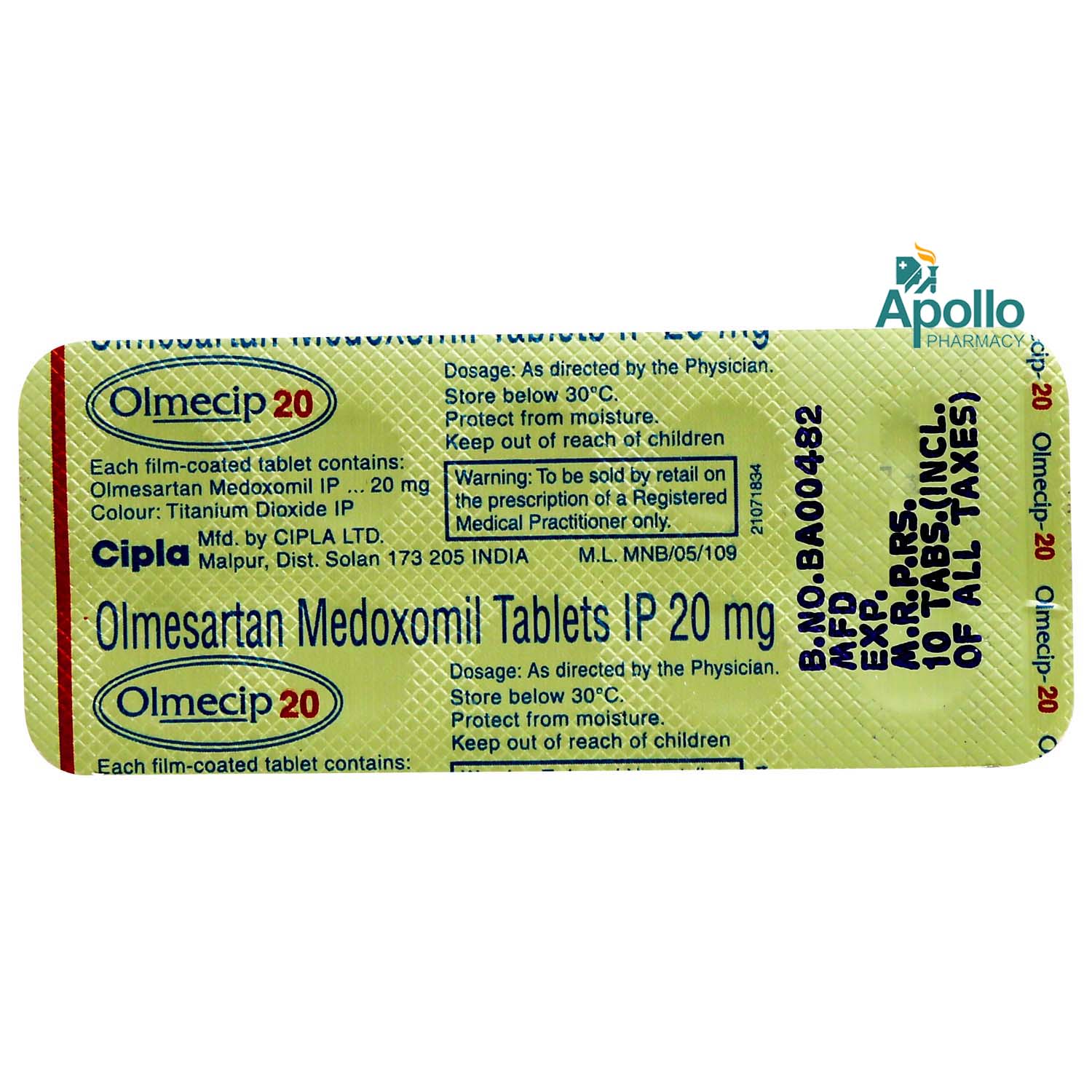 Olmecip 20 Tablet 10's, Pack of 10 TABLETS Olmecip 20 Tablet 10's, Pack of 10 TABLETS