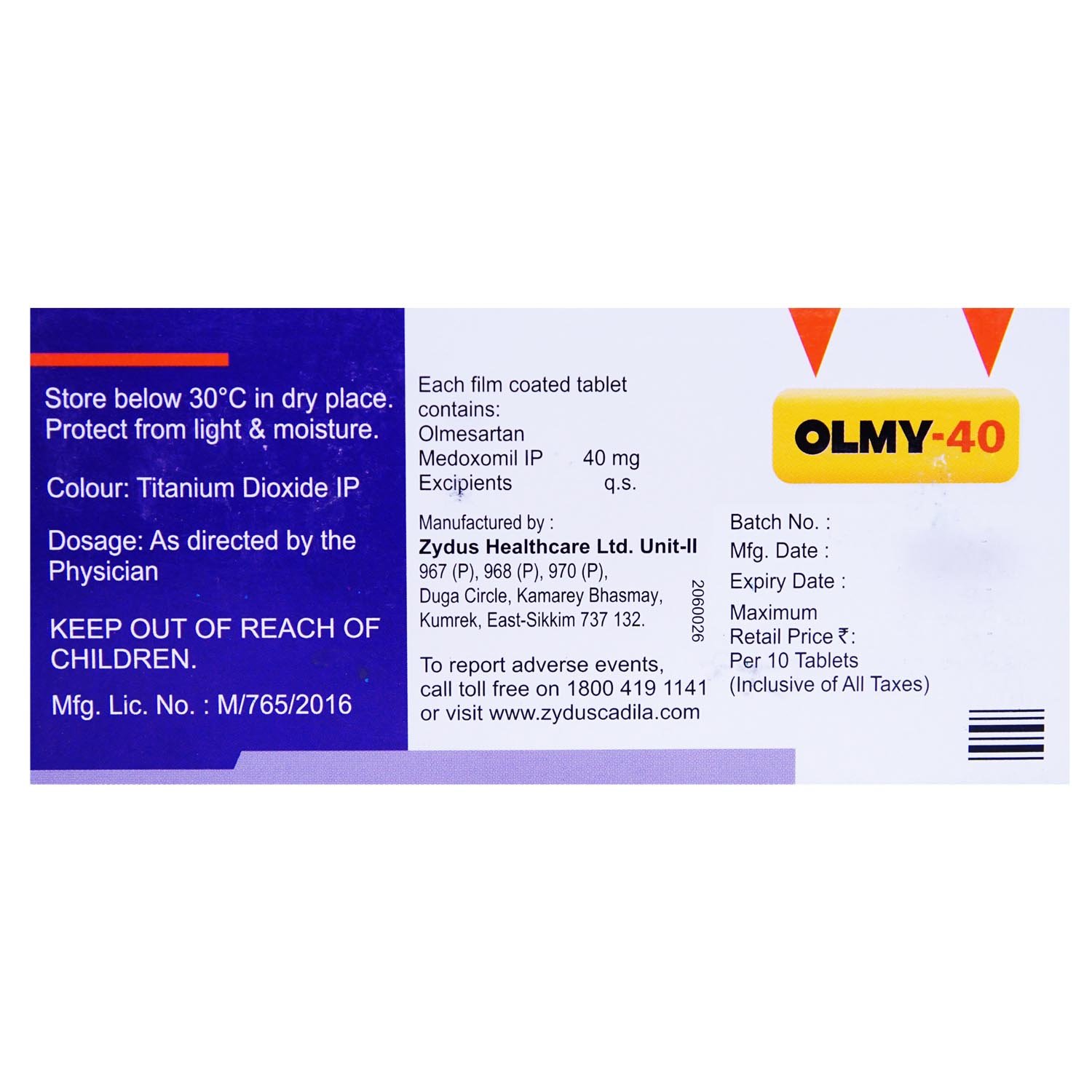 Olmy 40 Tablet 10's, Pack of 10 TABLETS Olmy 40 Tablet 10's, Pack of 10 TABLETS