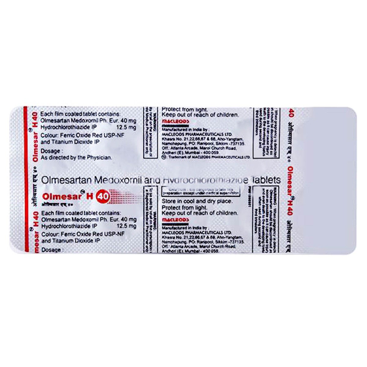Olmesar H 40 mg Tablet 10's, Pack of 10 TABLETS Olmesar H 40 mg Tablet 10's, Pack of 10 TABLETS