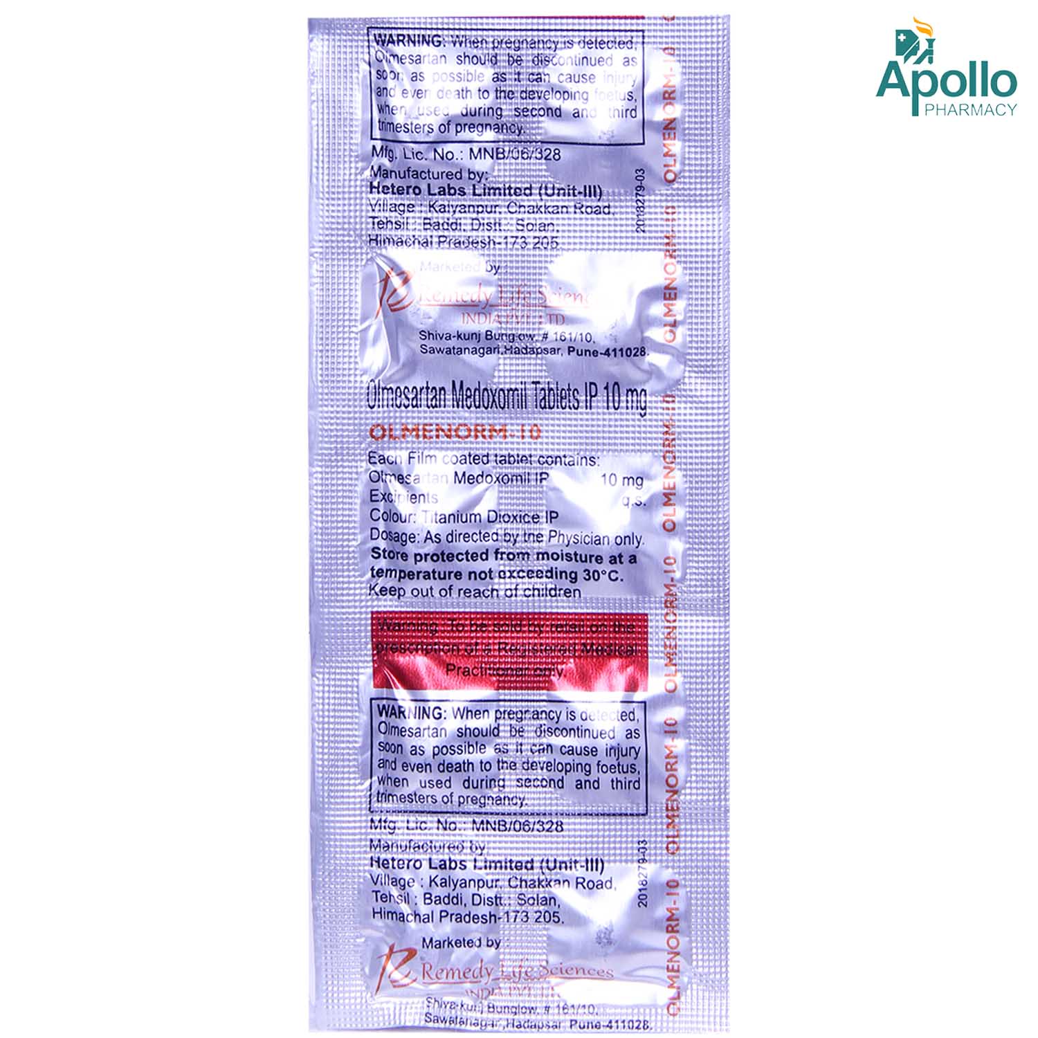 Olmenorm 10mg Tablet 10's, Pack of 10 TABLETS Olmenorm 10mg Tablet 10's, Pack of 10 TABLETS