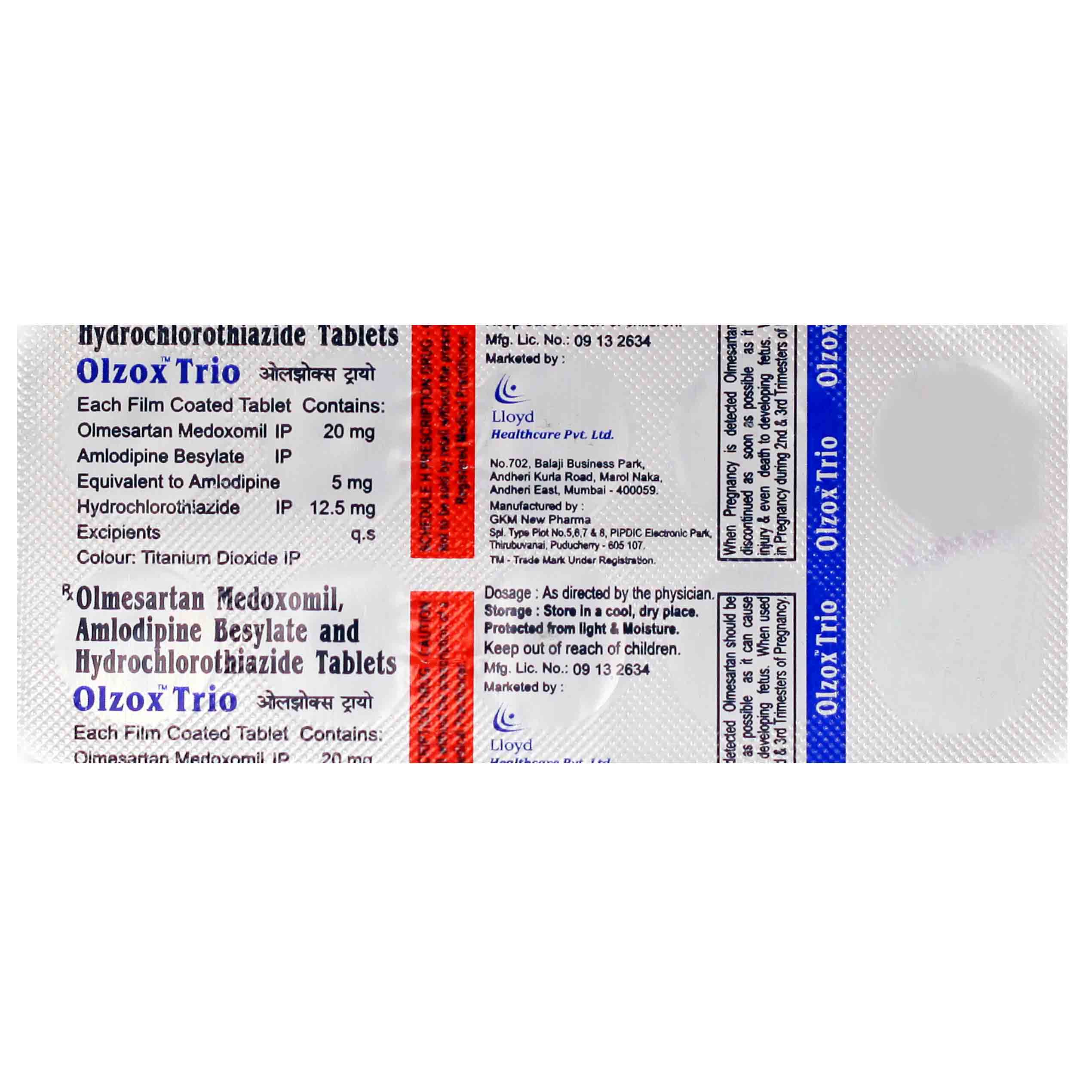 Olzox Trio Tablet 10's, Pack of 10 TABLETS Olzox Trio Tablet 10's, Pack of 10 TABLETS