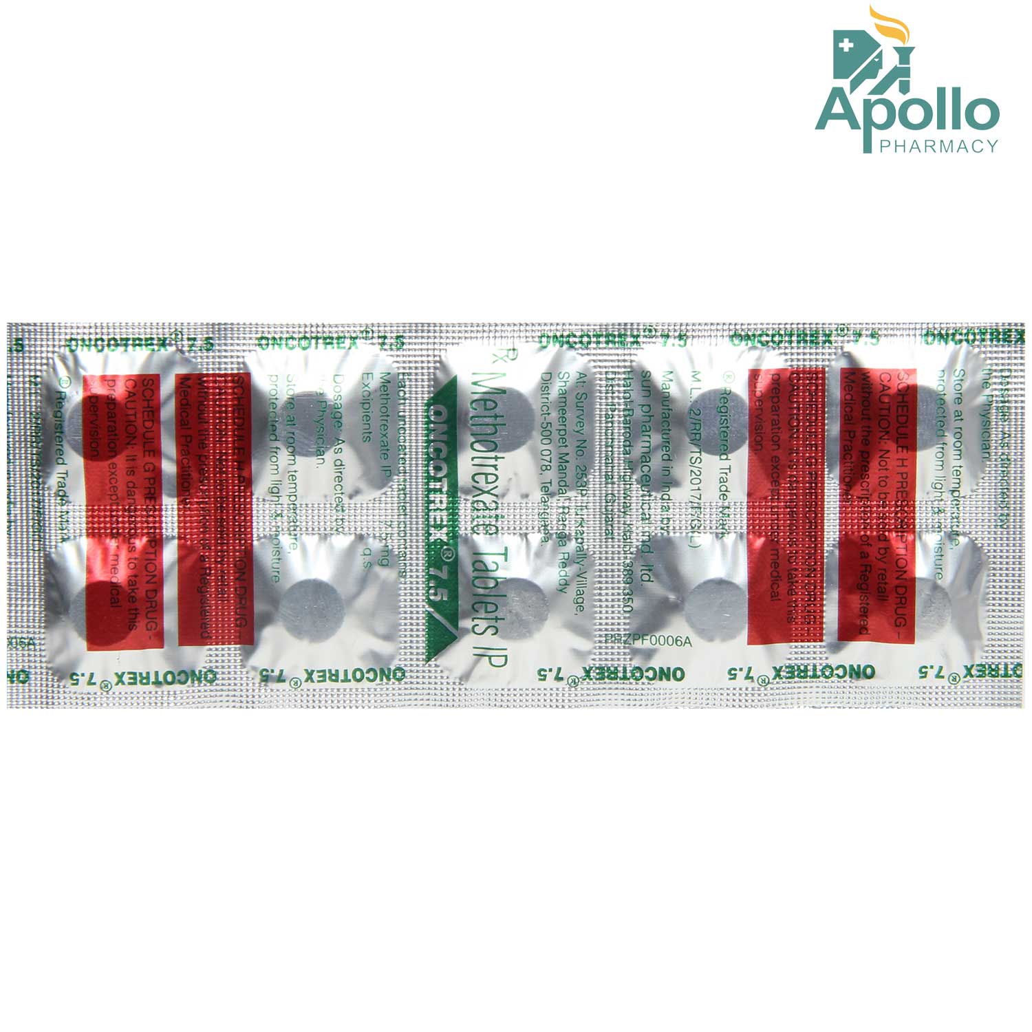 Oncotrex 7.5 Tablet 10's, Pack of 10 TABLETS Oncotrex 7.5 Tablet 10's, Pack of 10 TABLETS