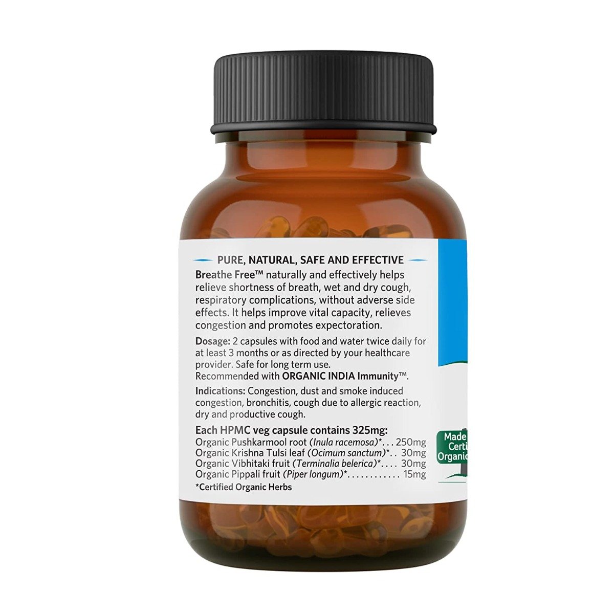 Organic India Breathe Free, 60 Capsules, Pack of 1 Organic India Breathe Free, 60 Capsules, Pack of 1