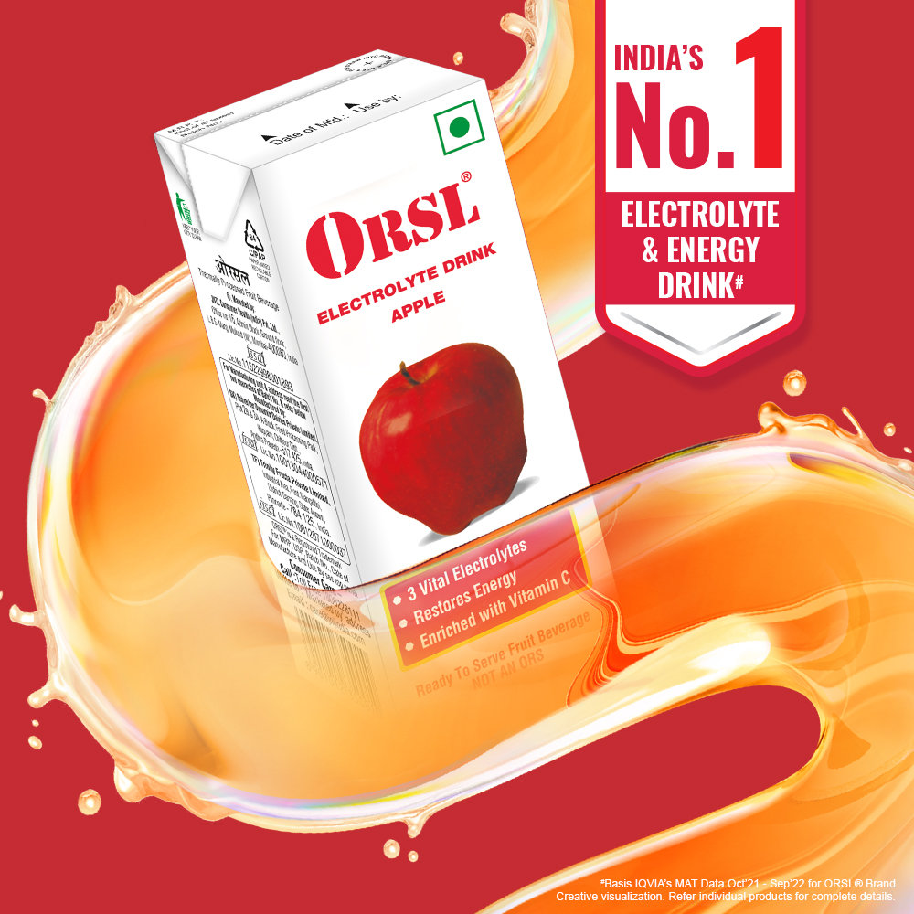 ORSL Electrolyte Apple Drink, 200 ml, Pack of 1 ORSL Electrolyte Apple Drink, 200 ml, Pack of 1