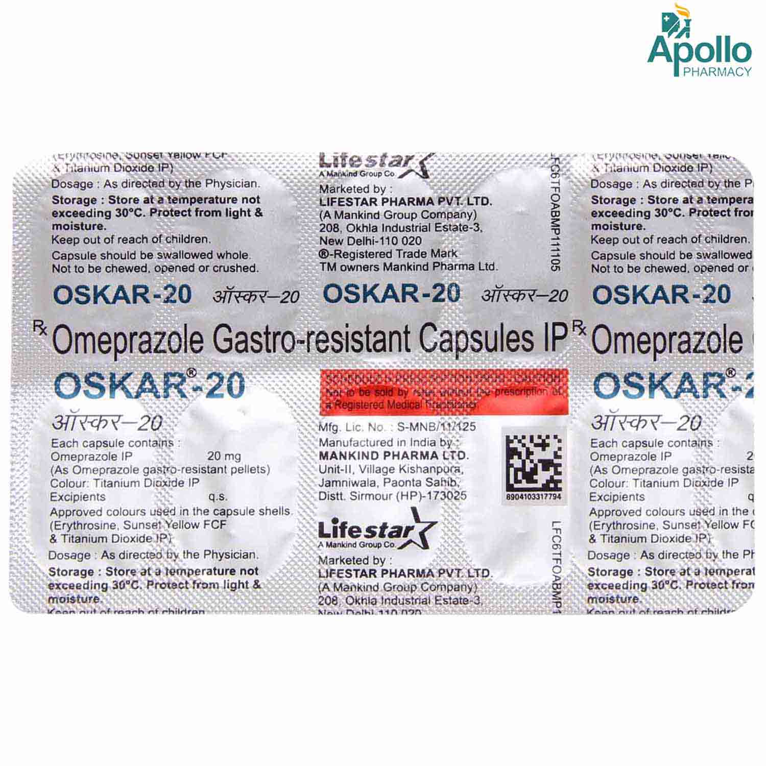 Oskar 20 mg Tablet 10's, Pack of 10 TABLETS Oskar 20 mg Tablet 10's, Pack of 10 TABLETS
