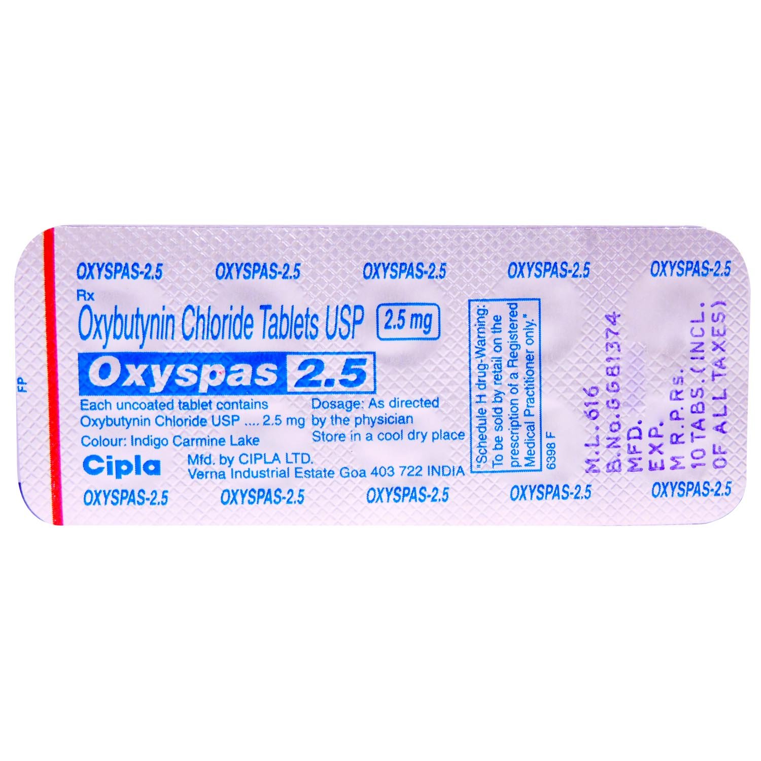 Oxyspas 2.5 Tablet 10's, Pack of 10 TABLETS Oxyspas 2.5 Tablet 10's, Pack of 10 TABLETS