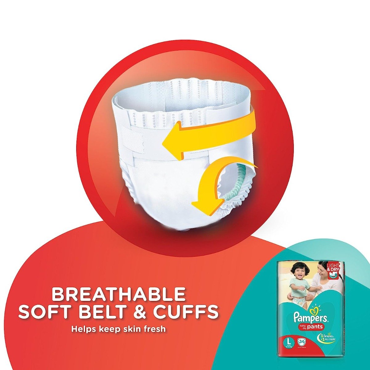 Pampers Baby Dry Diaper Pants Large, 34 Count, Pack of 1 Pampers Baby Dry Diaper Pants Large, 34 Count, Pack of 1