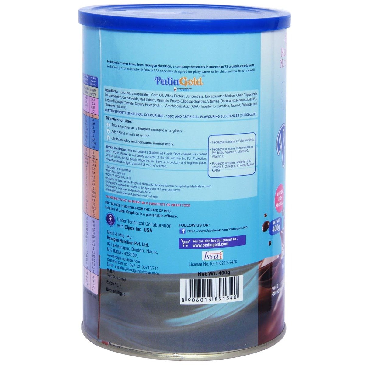 Pediagold Chocolate Flavour Powder 400 gm, Pack of 1 Pediagold Chocolate Flavour Powder 400 gm, Pack of 1