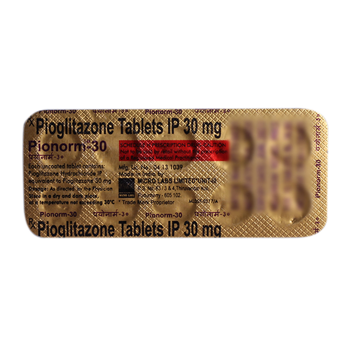 Buy PIONORM 30MG TABLET Online