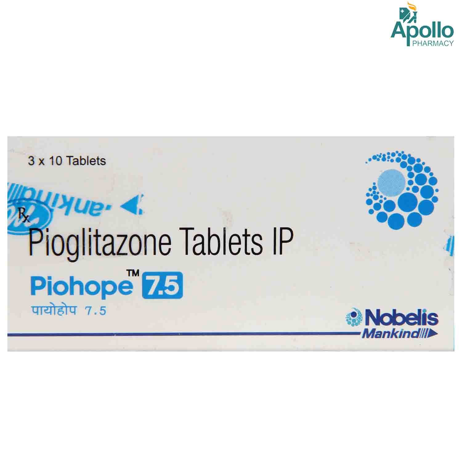 Piohope 7.5Mg Tablet 10'S, Pack of 10 TabletS Piohope 7.5Mg Tablet 10'S, Pack of 10 TabletS
