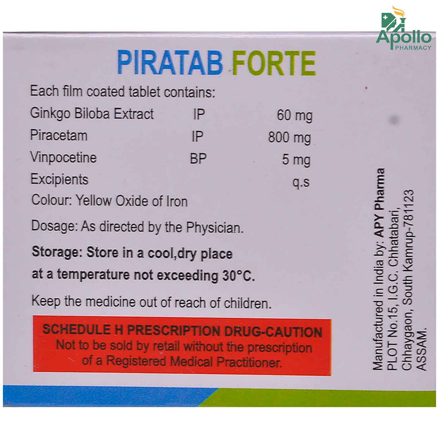 Piratab Forte Tablet 10's, Pack of 10 TABLETS Piratab Forte Tablet 10's, Pack of 10 TABLETS