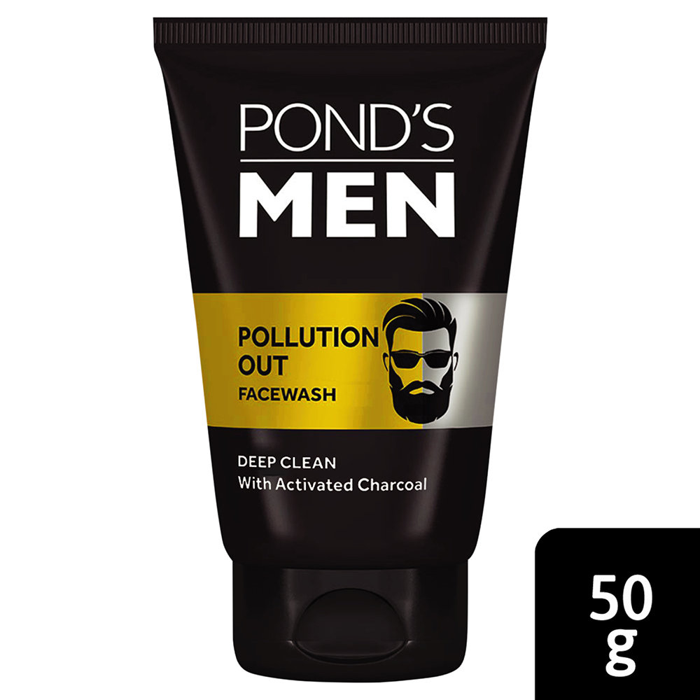 Pond's Men Pollution Out Face Wash 50 gm | With Activated Charcoal | Removes Pollutant & Dirt | Deeply Cleanses Skin | For Men Only, Pack of 1 Pond's Men Pollution Out Face Wash 50 gm | With Activated Charcoal | Removes Pollutant & Dirt | Deeply Cleanses Skin | For Men Only, Pack of 1
