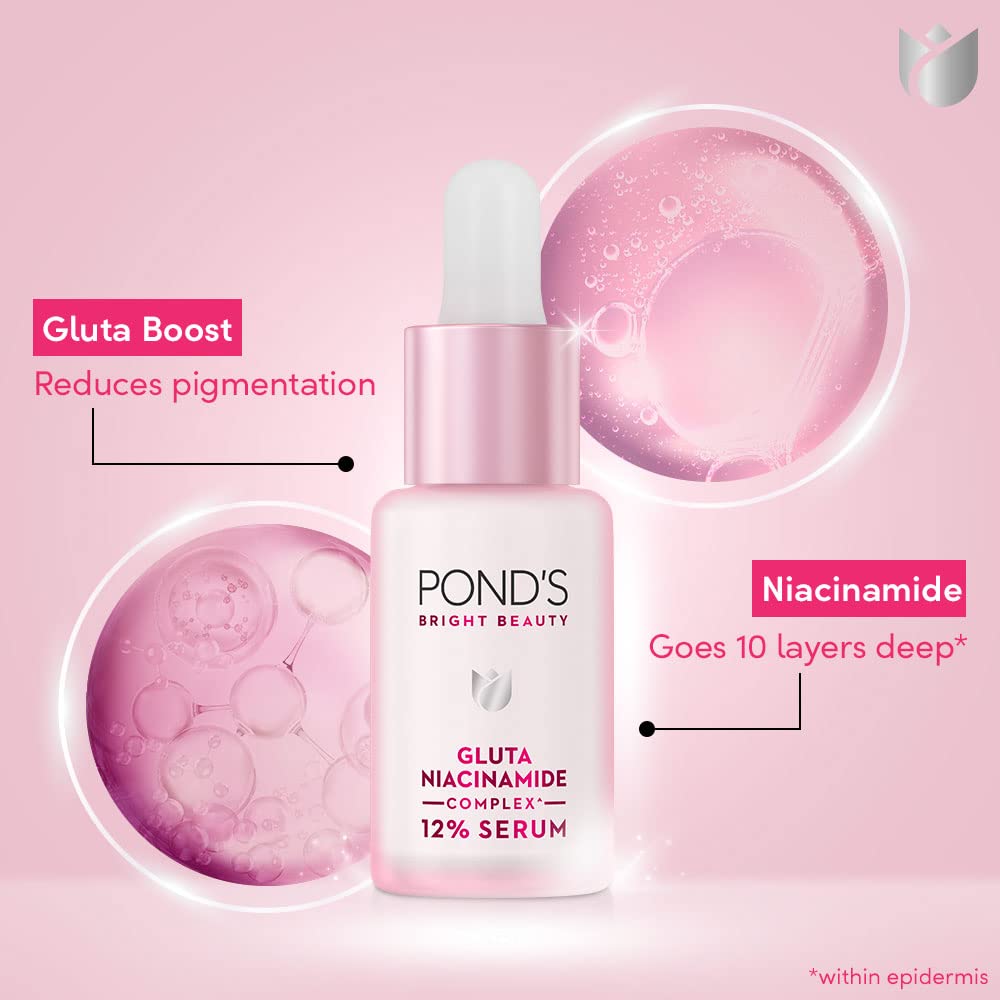 Pond's Bright Beauty 12% Gluta Niacinamide Serum, 14 ml, Pack of 1 Pond's Bright Beauty 12% Gluta Niacinamide Serum, 14 ml, Pack of 1