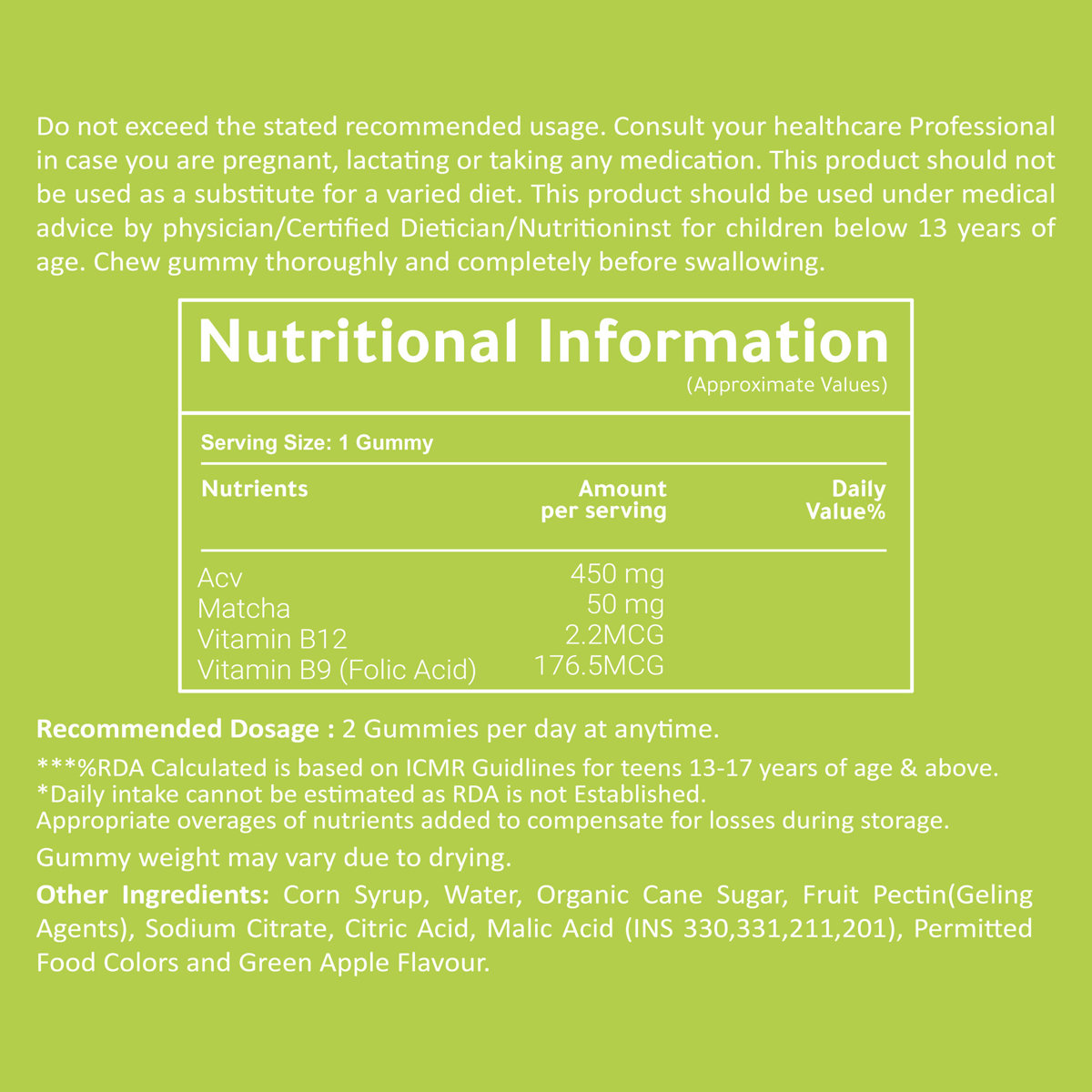 Powernosh Nutrition Weight Management Gummies Green Apple Flavour, 30 Count, Pack of 1 Powernosh Nutrition Weight Management Gummies Green Apple Flavour, 30 Count, Pack of 1