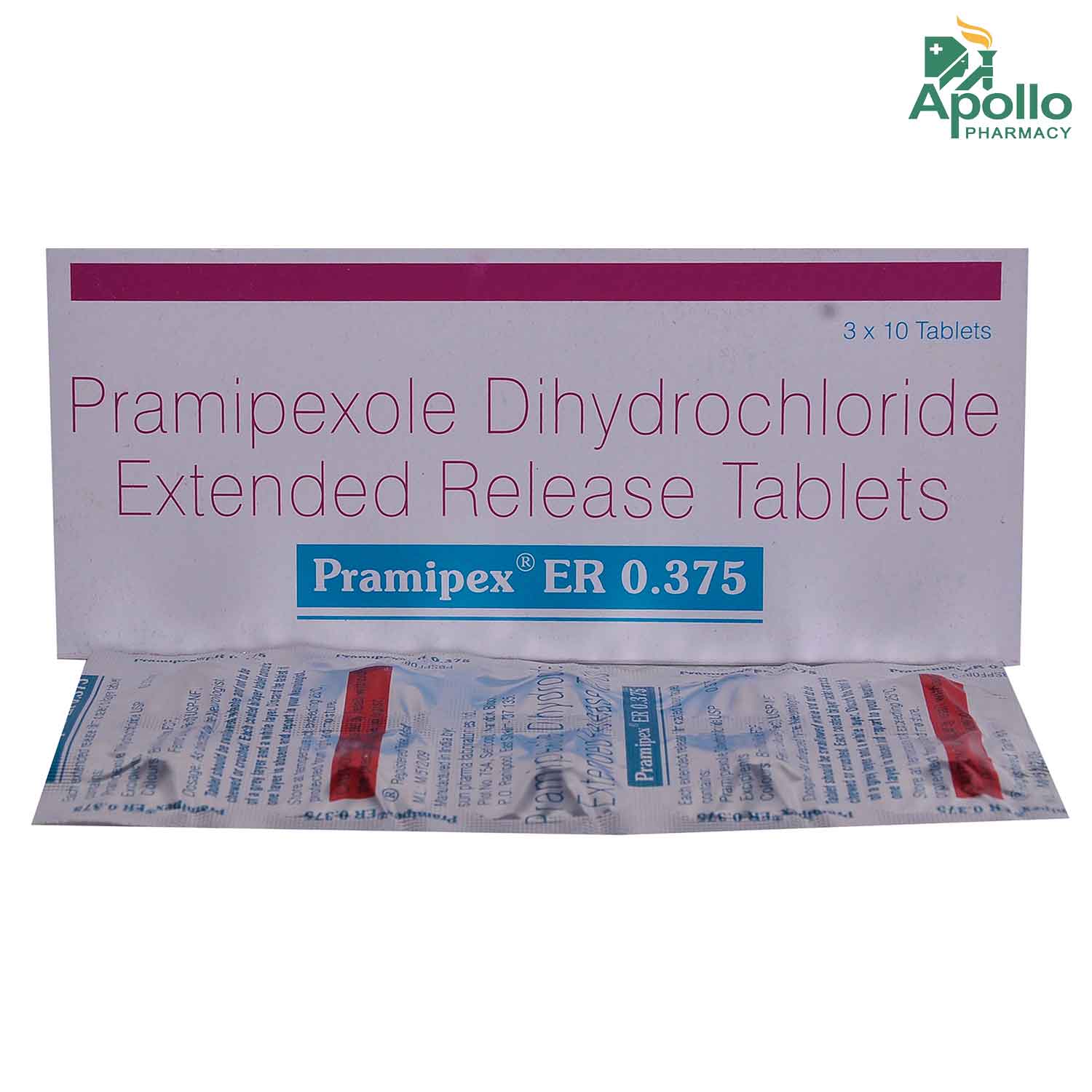 Pramipex ER 0.375 Tablet 10's, Pack of 10 TABLETS Pramipex ER 0.375 Tablet 10's, Pack of 10 TABLETS