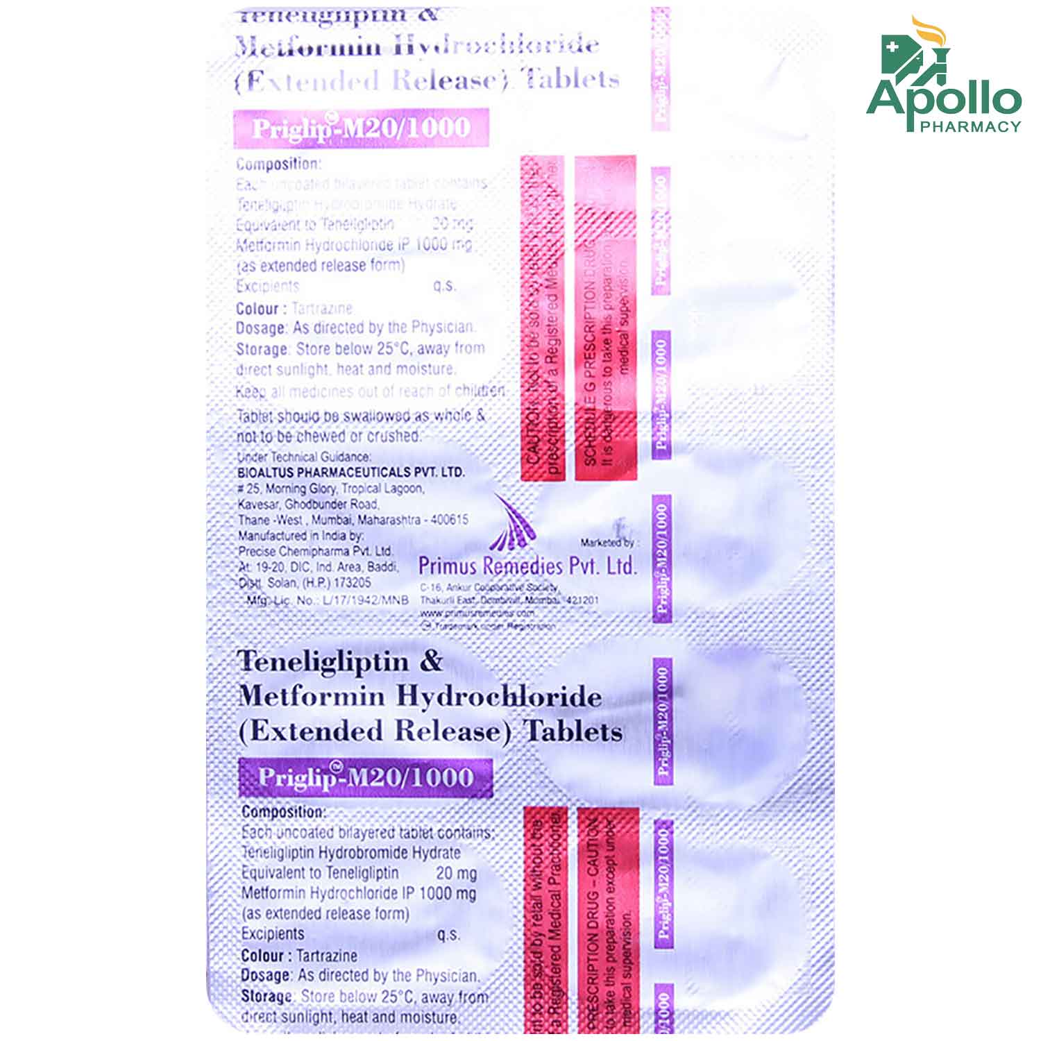 Priglip-M20/1000 Tablet 10's, Pack of 10 TABLETS Priglip-M20/1000 Tablet 10's, Pack of 10 TABLETS