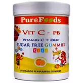 Pure Foods Kids Vitamin C + Zinc Orange Flavour Gummies, 60 Count, Pack of 1