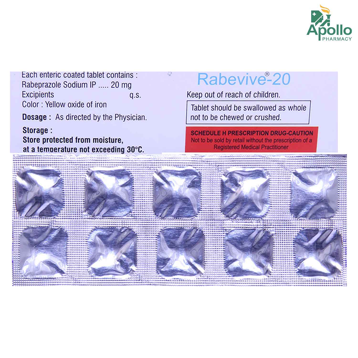 Rabevive 20 Tablet 10's, Pack of 10 TABLETS Rabevive 20 Tablet 10's, Pack of 10 TABLETS