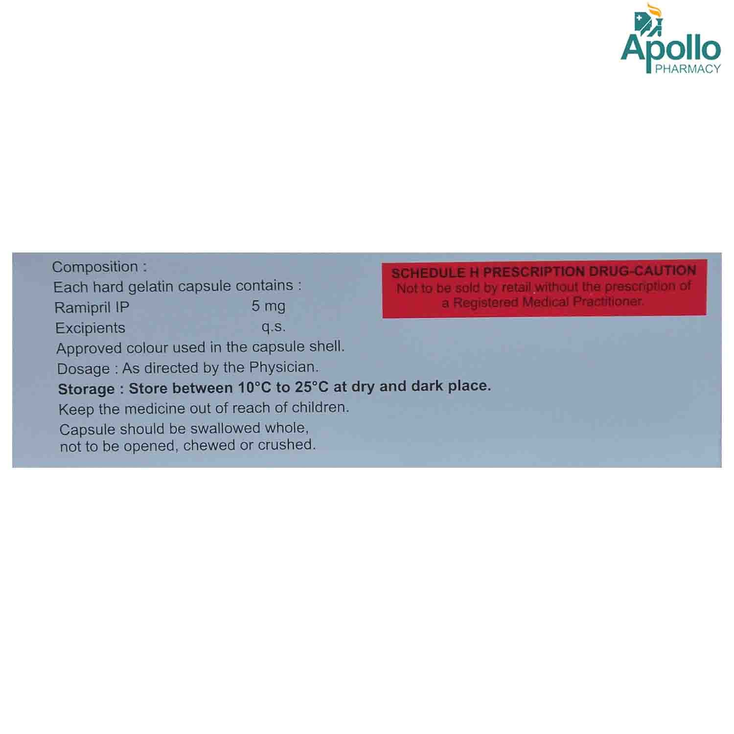 Ramisave 5 Capsule 10's, Pack of 10 CAPSULES Ramisave 5 Capsule 10's, Pack of 10 CAPSULES