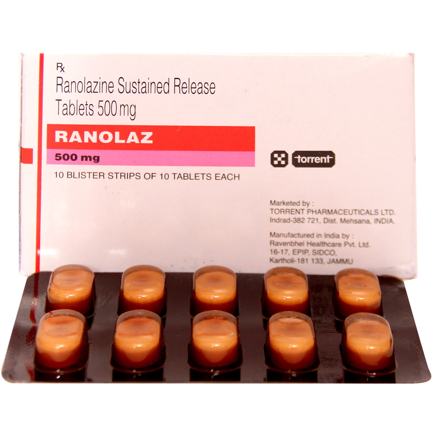 Ranolaz 500 mg Tablet 10's, Pack of 10 TABLETS Ranolaz 500 mg Tablet 10's, Pack of 10 TABLETS