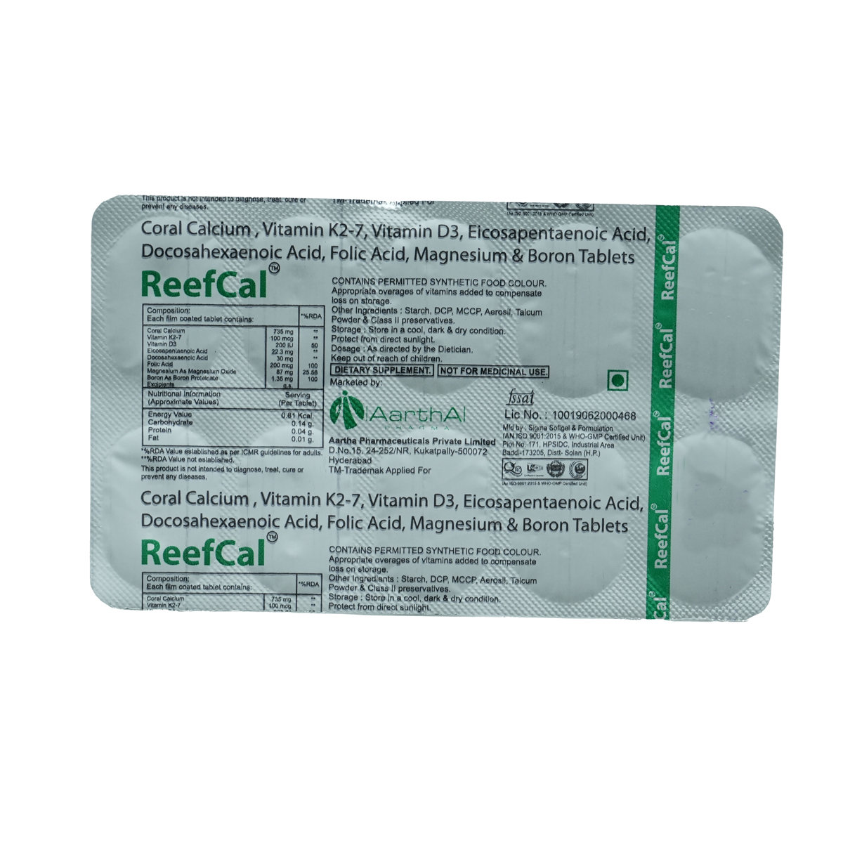 REEFCAL TABLET 10'S, Pack of 10 TabletS REEFCAL TABLET 10'S, Pack of 10 TabletS