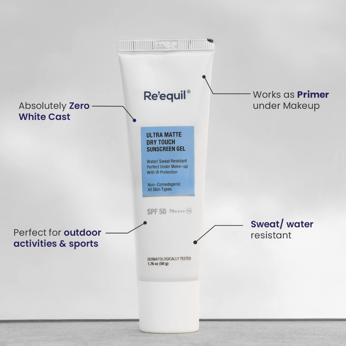 Re'equil Ultra Matte Dry Touch SPF 50 Pa++++ Sunscreen Gel, 50 gm, Pack of 1 Re'equil Ultra Matte Dry Touch SPF 50 Pa++++ Sunscreen Gel, 50 gm, Pack of 1