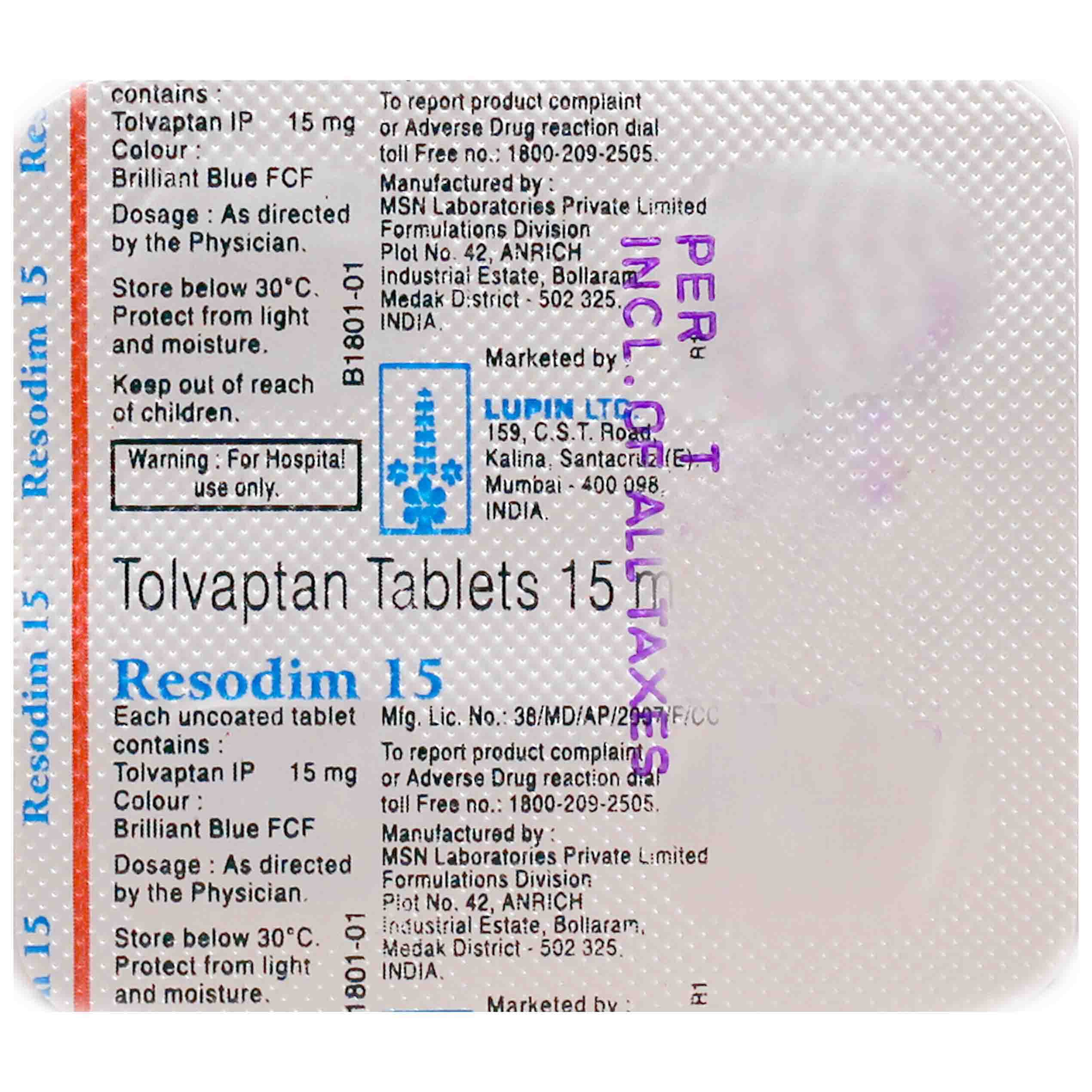 Resodim 15 Tablet 4's, Pack of 4 TABLETS Resodim 15 Tablet 4's, Pack of 4 TABLETS